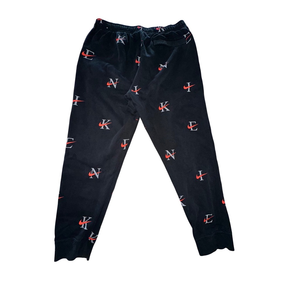 Nike Sportswear Club AOP Fleece Joggers Men large Black Red Gray Swoosh Pants - Picture 10 of 11